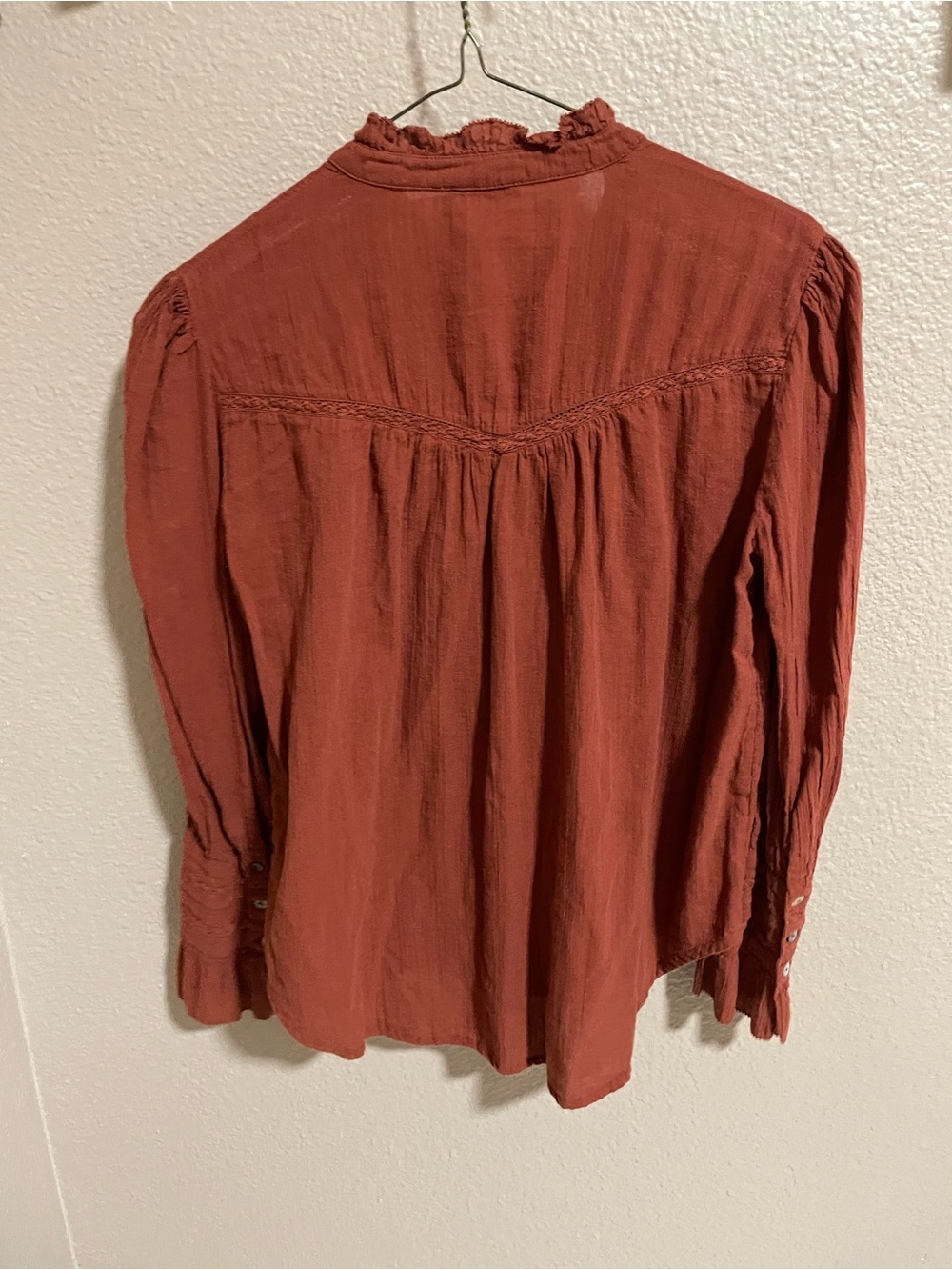 Sundance Rust Button-Front Ruffle Collar Blouse - Picture 2 of 5